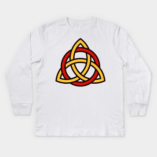 Manx Red and Gold Triquetra Kids Long Sleeve T-Shirt